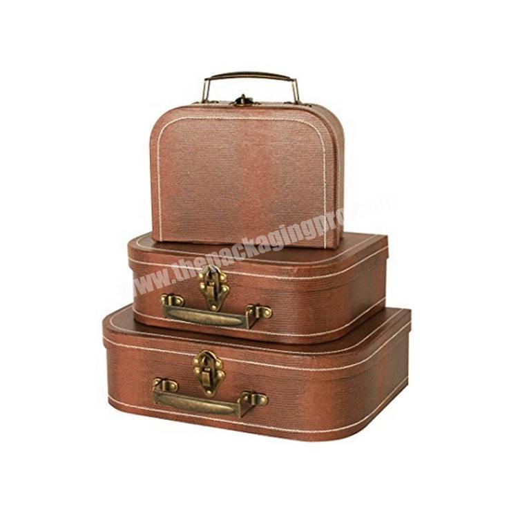 Set Of 3 Paper Cardboard Suitcase Boxes