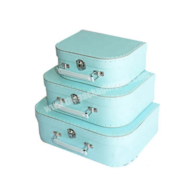 Set of 3 Paper Cardboard Suitcase Boxes Gift Packaging Paperboard Recyclable UV Coating Varnishing Embossing Stamping Accept