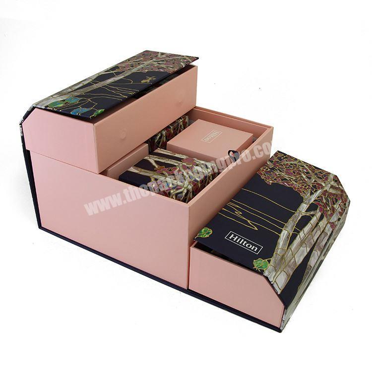 Slide Out Drawer Cardboard Storage Box Ribbon Handle Jewelry Sunglasses Paper Gift Box with Compartments