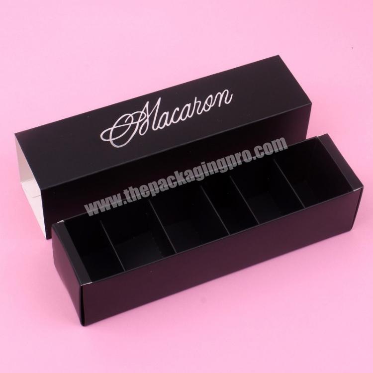 Sliding Drawer Box Black Luxury Macaron Packaging Paper Gift Box With Divider
