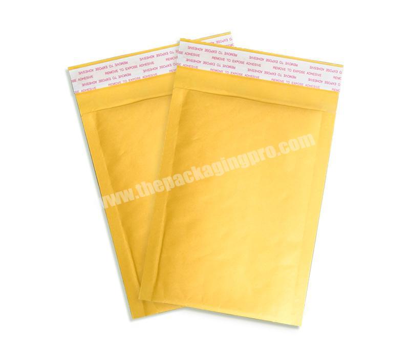 Tear resistance self sealing bubble padded yellow kraft paper shipping bags