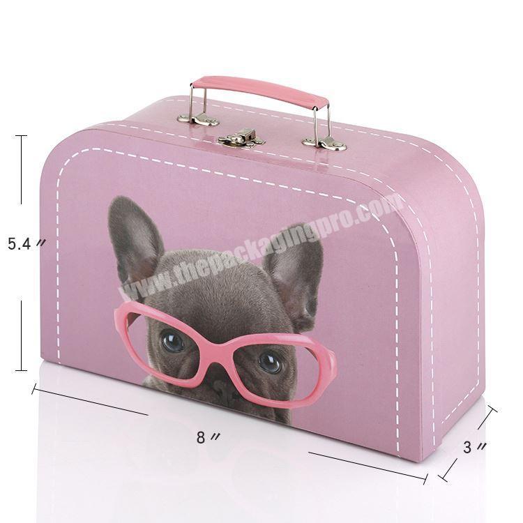 Unique Custom Printed Luxury Children Small Mini Pink Gift Decorative Cardboard Suitcase Box