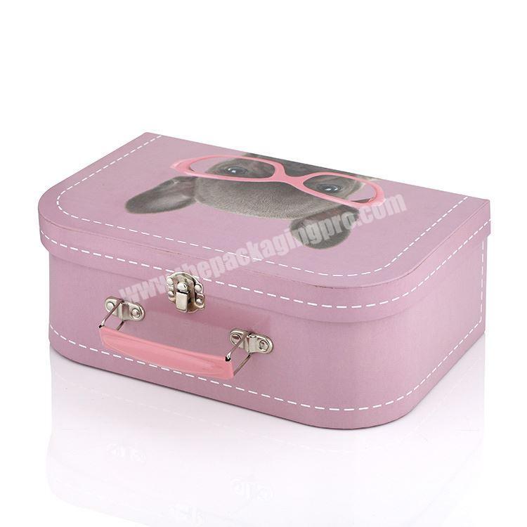 personalize Unique Custom Printed Luxury Children Small Mini Pink Gift Decorative Cardboard Suitcase Box