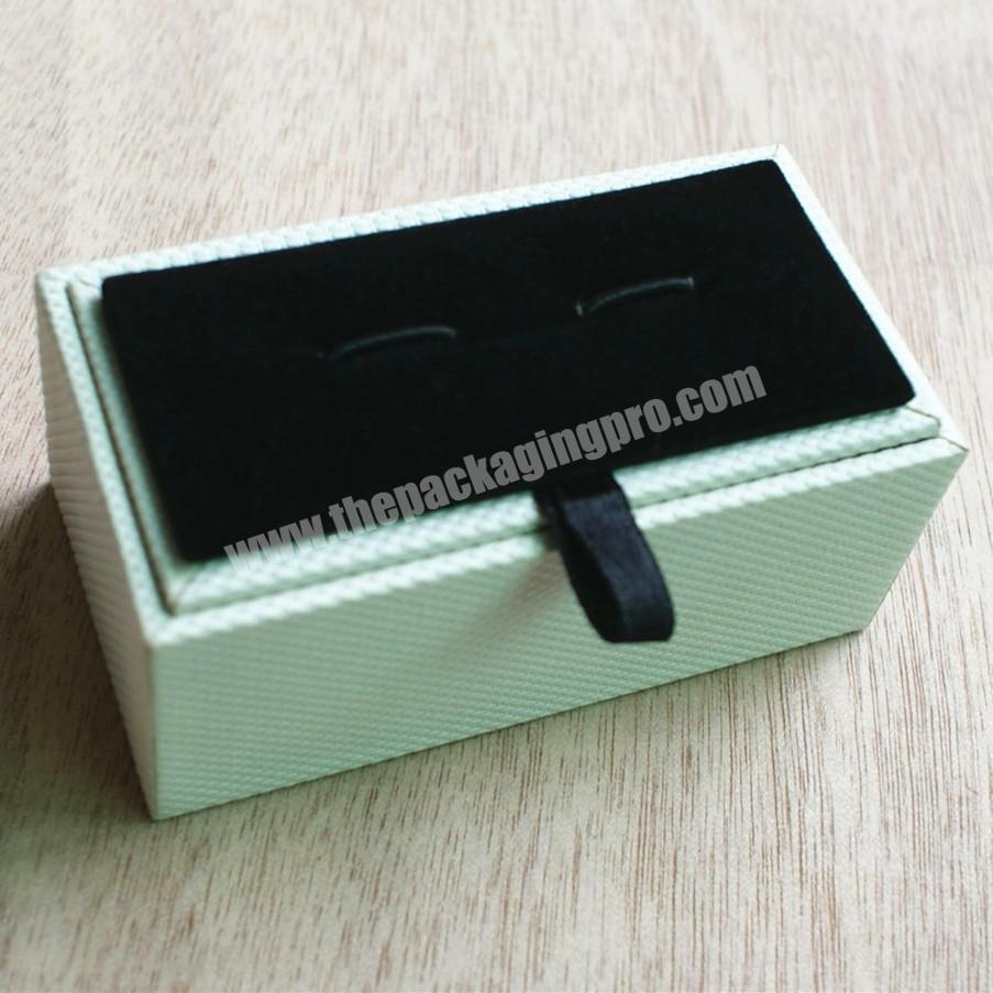 White Leather Paper Jewelry Cufflink Display Box