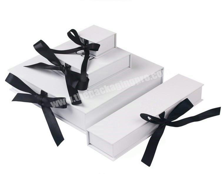 Wholesale Cardboard White Paper Jewelry Packaging Box Girls Jewelry Packing Boxes with Ribbon Closure