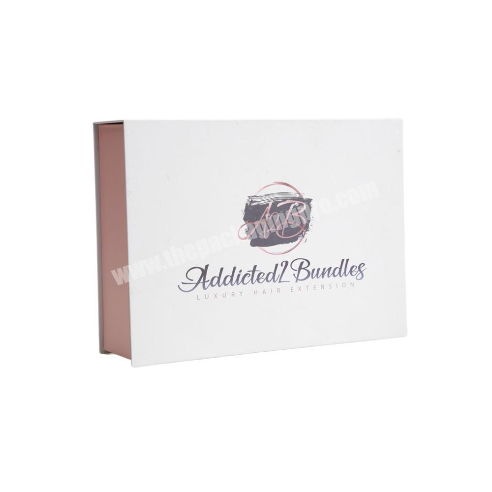 personalize Wholesale Custom Logo Black Magnetic Cardboard Paper Gift Premium Wig Luxury Hair Extension Packaging Box