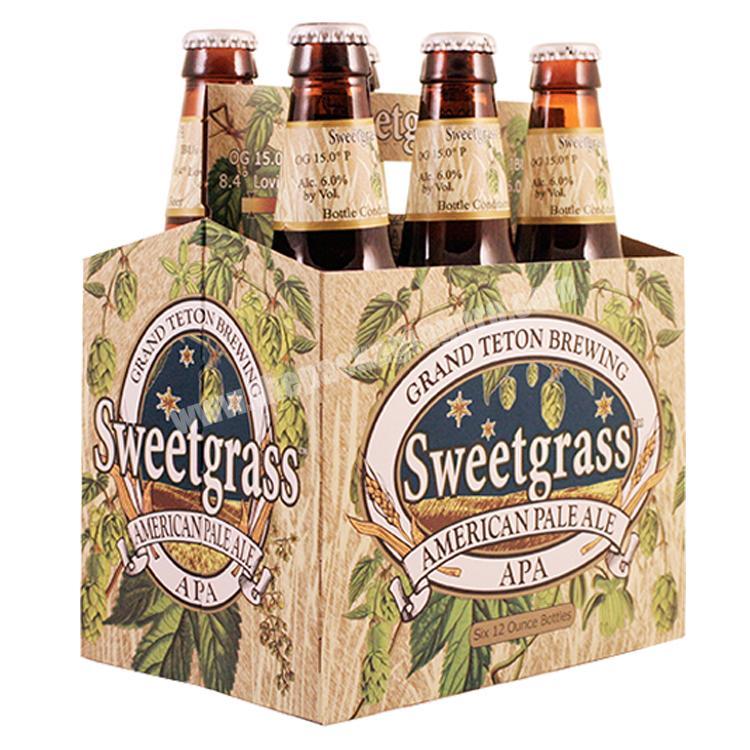 Wholesale Custom Printed Corrugated Papaper Packing 6 12 Pack Beer Bottle Carrier with Handle