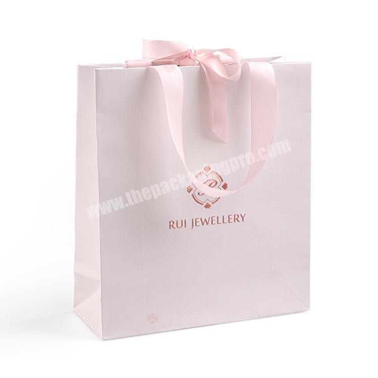 Wholesale Custom printed cheap white pink wedding gift packaging paper bags with your own logo