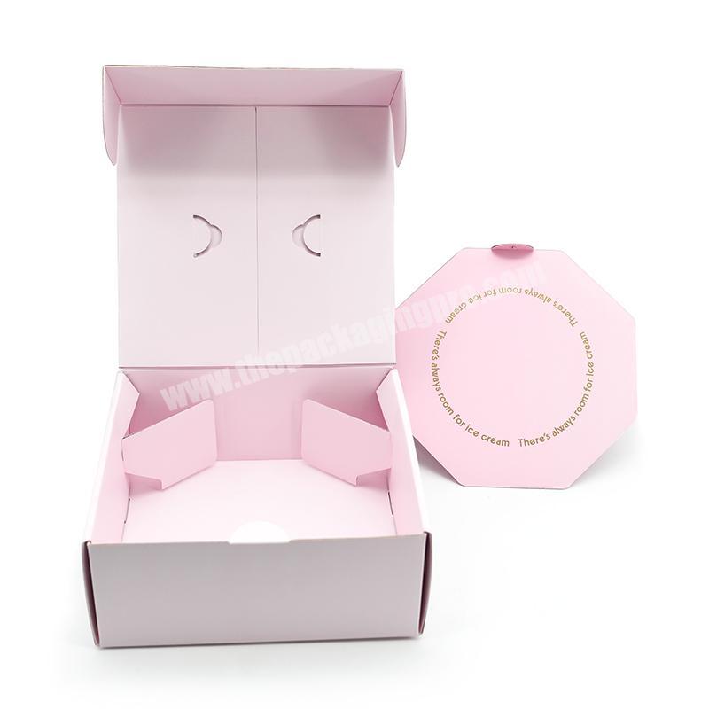 Wholesale Custom printed pink color and logo corrugated shipping mailer gift box clothing packaging box
