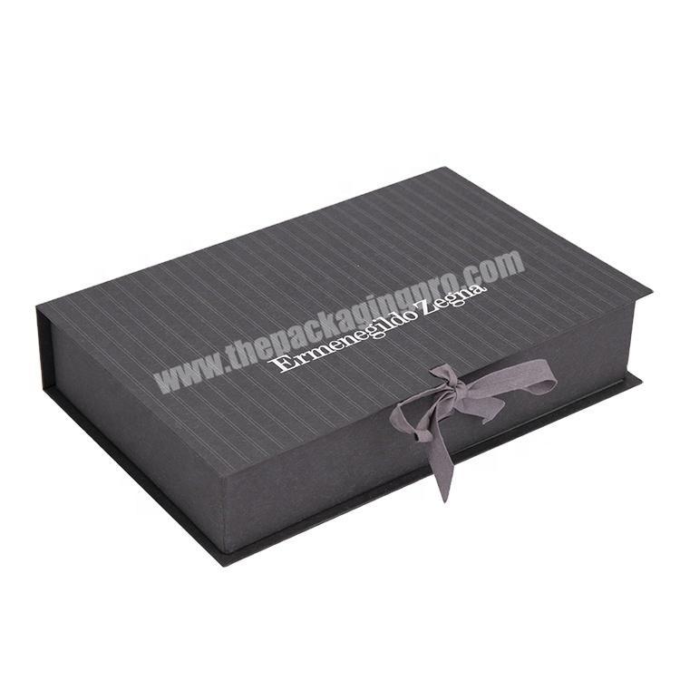 Wholesale Customized Book Shaped Style Ribbon Closed Packaging Boxes,ribbon Box For Women Apparel Packaging