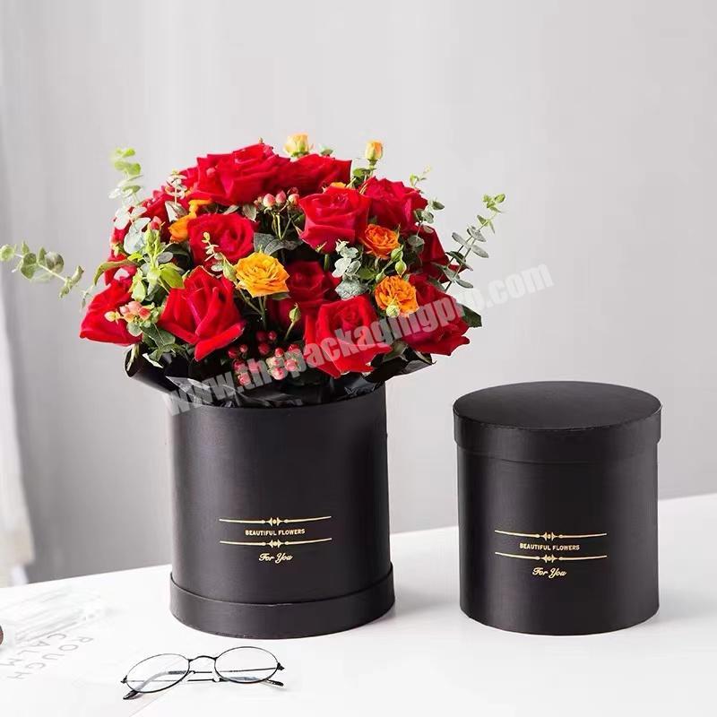 custom Wholesale Florist Custom Logo Paper Cylinder Packaging Floral Rose Arrangement Box with Ribbon 