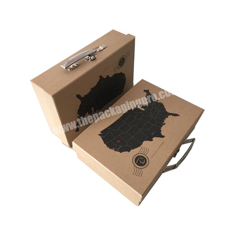 Wholesale Handmade Baby Cardboard Storage Custom Eco Friendly Kids Small Kraft Paper Gift Suitcase Box With Handle