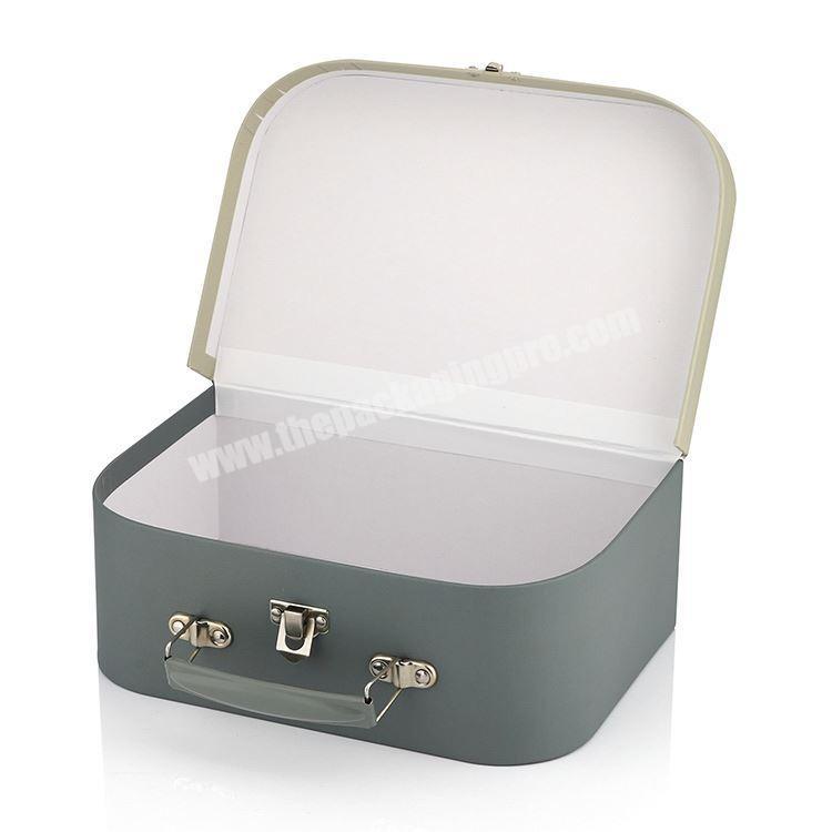 Wholesale Luxury Custom Handmade Rigid Paper baby clothing Packaging Gift Mini Suitcase Box With Handle wholesaler