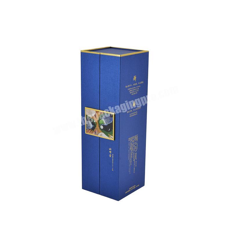 Wholesale Luxury Custom Logo Rigid Cardboard Black Magnetic Paper Fine Wine Glass Gift Pack Long Boxes