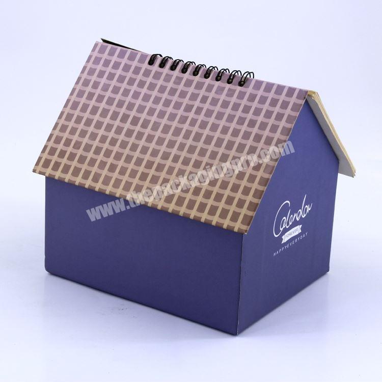 Wholesale Packaging Luxury Office Storage Rigid Boxes Custom Logo Small Calendar House Shape Gift Box