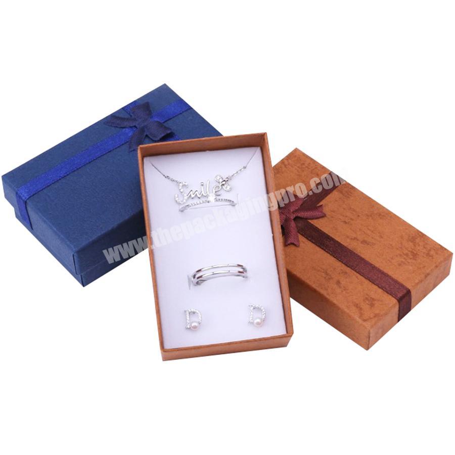Wholesale Pink Cardboard Necklace Ring Stud Earring Box Packaging Jewelry With Ribbon