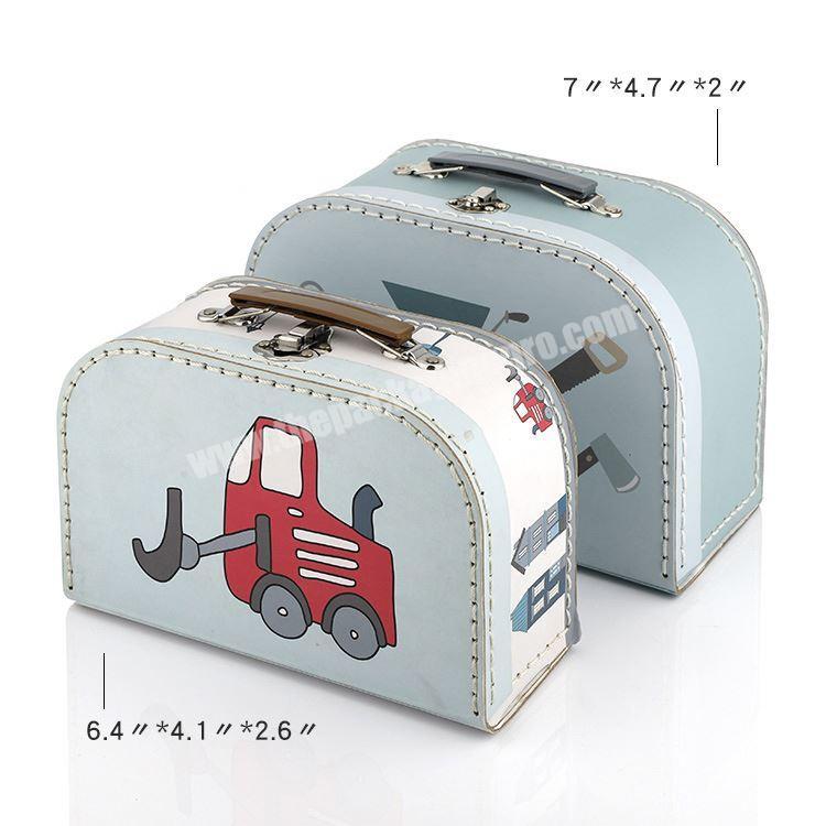 Wholesale custom printed decorative paper cardboard suitcase storage paper box with handle factory