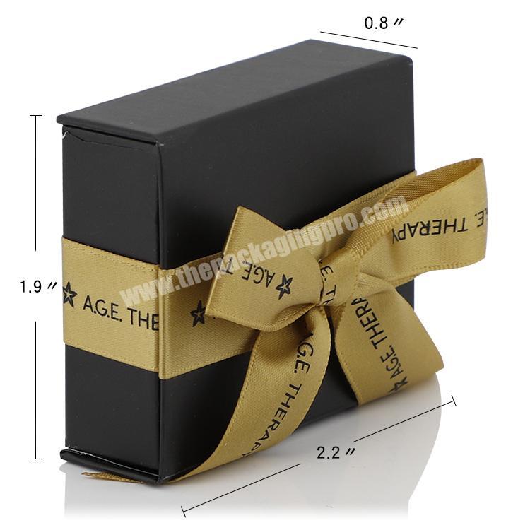 personalize Wholesale luxury black small folding packaging custom logo magnetic paper gift box with ribbon closure