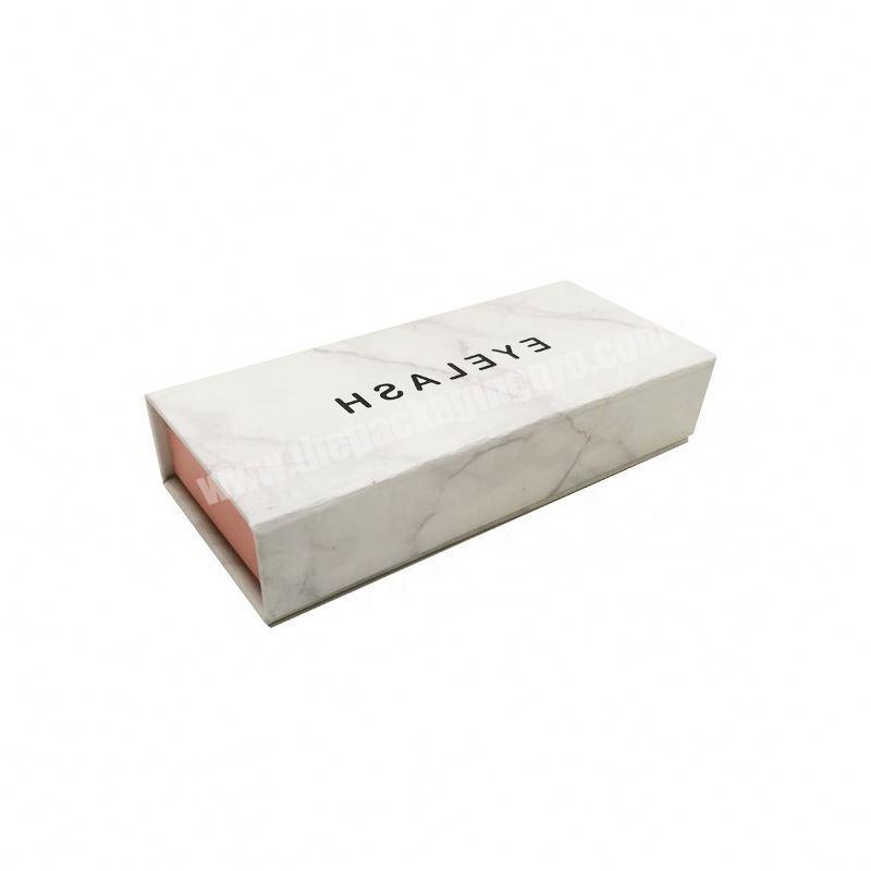 Wholesale marble luxury lash false eyelash packaging box  printing magnetic flip eyelash packaging paper box custom factory