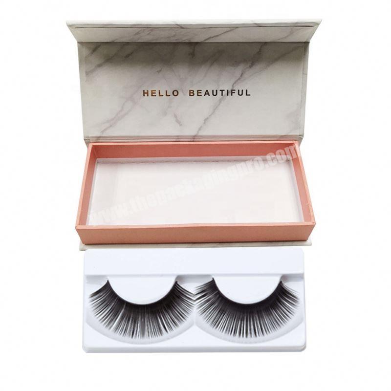 Wholesale marble luxury lash false eyelash packaging box  printing magnetic flip eyelash packaging paper box custom