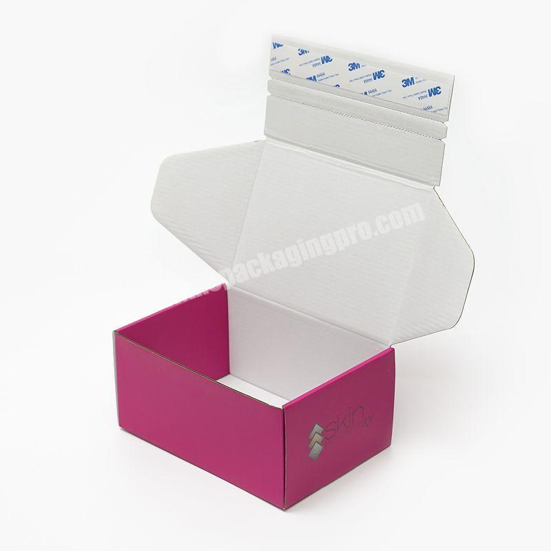 corrugated cardboard skincare die cut box self seal pink beauty box packaging cosmetic shipping boxes custom logo