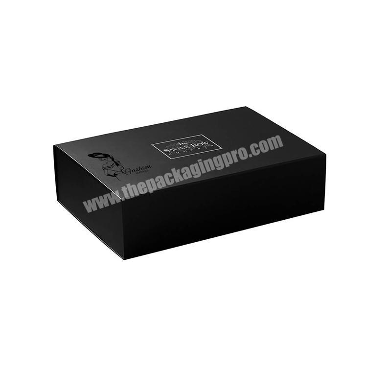custom black foldable paper magnetic packing gift box luxury