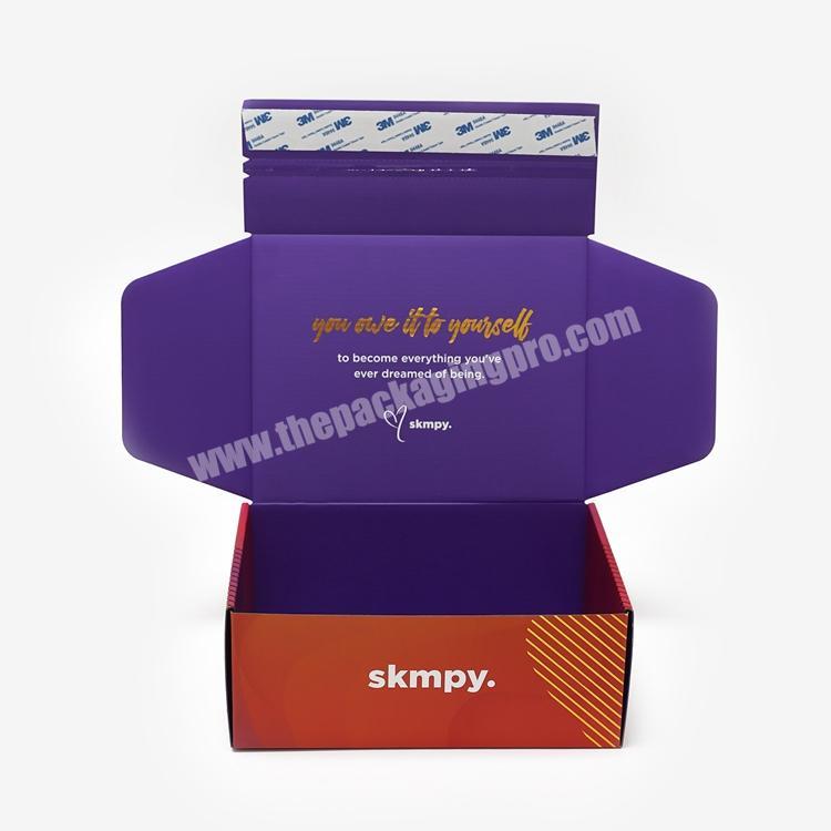 custom easy tear strip corrugated box perforated opening shipping box adhesive tape peel off self seal postal box