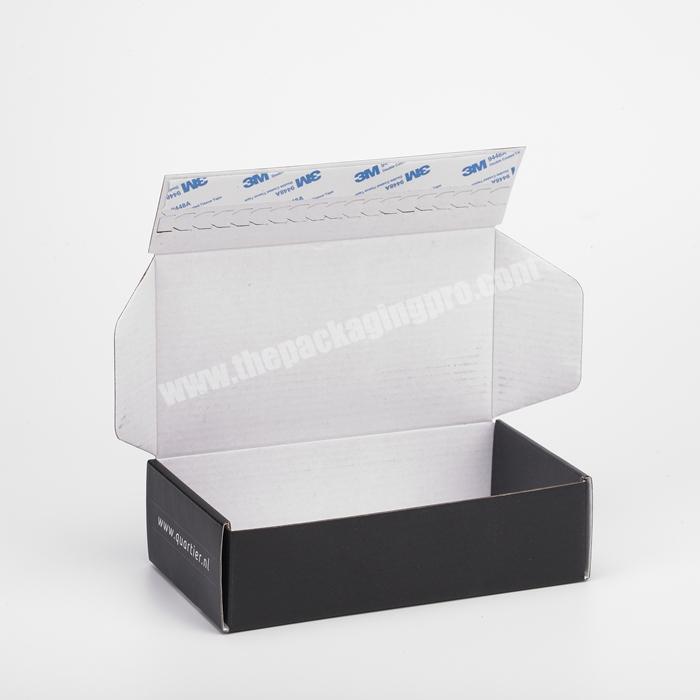 custom logo black kraft shipping ecommerce packaging corrugated cardboard self seal mailing box with adhesive strip