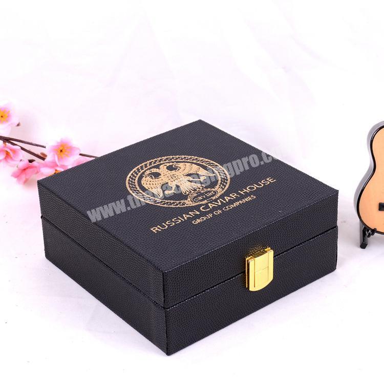 custom luxury PU leather caviar gift packaging box