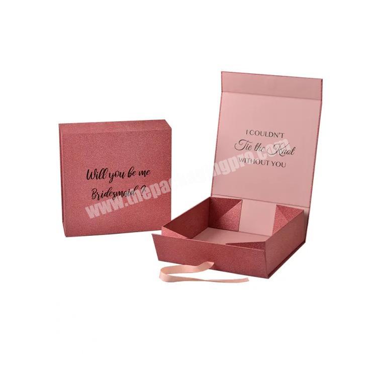 custom pink gift glitter box packaging