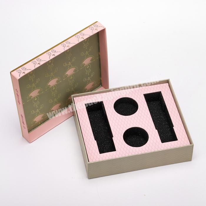 eco friendly lid and base box biodegradable two piece cosmetic container rigid cardboard gift box packaging with insert