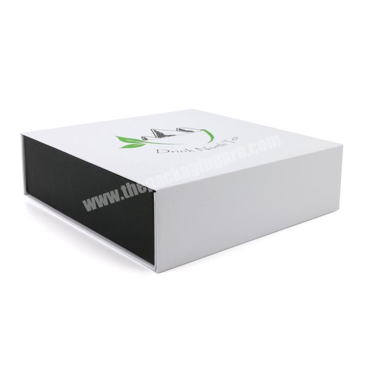 hot selling custom book shape box white tea cardboard box custom white fashionable magnetic box design logo