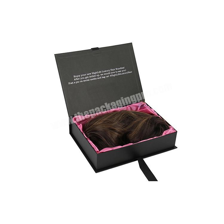 low moq silk braid custom wig boxes with logo