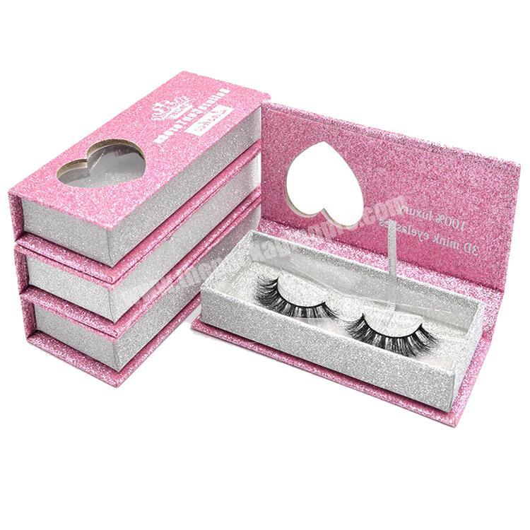 pink paper eyelashes box packing custom private label