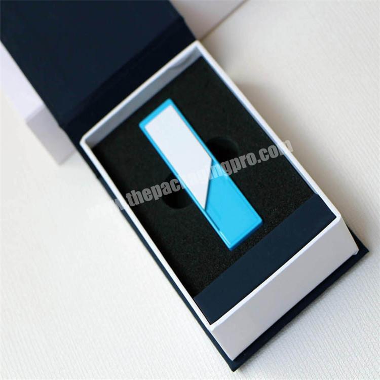 recycle black printed packaging linen usb gift box