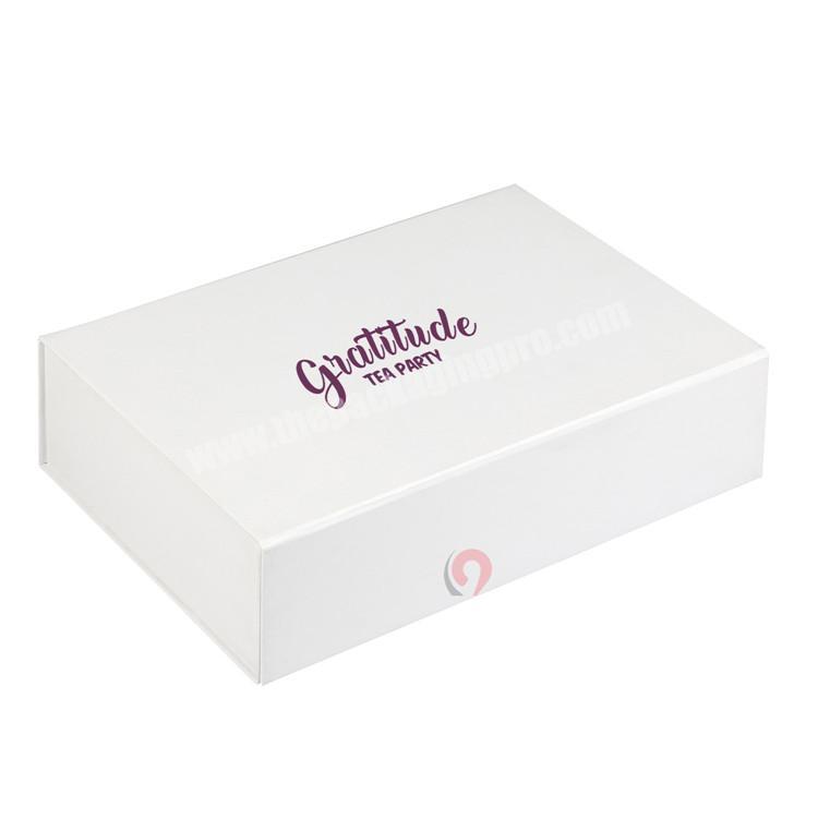 white flip apparel packaging paper gift box magnetic