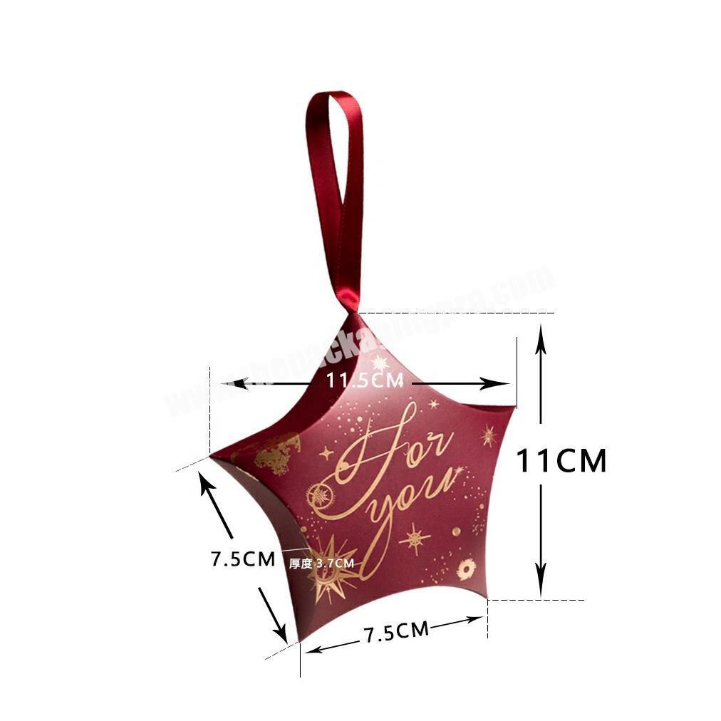 wholesale Custom new designed pentagram shape carried paper box with ribbon