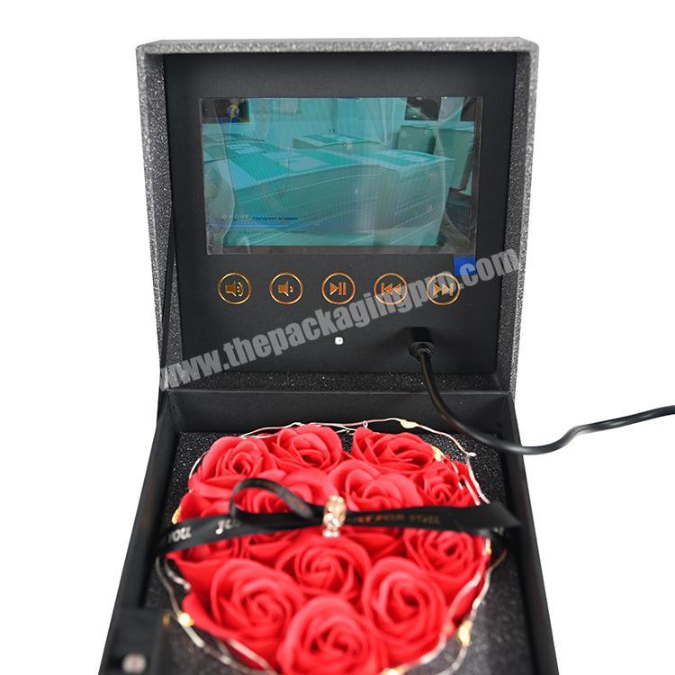 wholesale lcd video flower gift packaging box drawer jewelry video box with lcd screen manufacturer