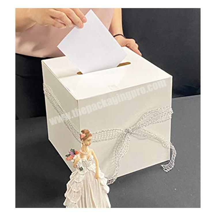 10*10*10 inches white wedding money containers card envelope box for reception