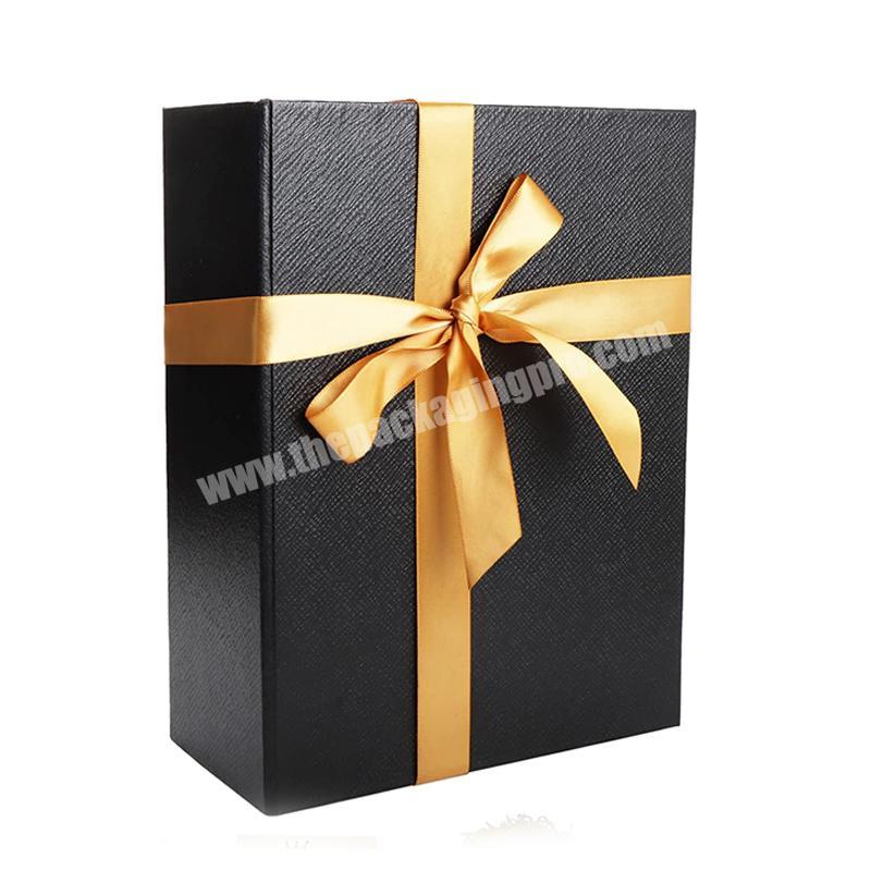 2022 New Year Gift Box with Lid black magnetic close Decorative Boxes with Gift Card Envelope Ribbon Shredded Paper Filler