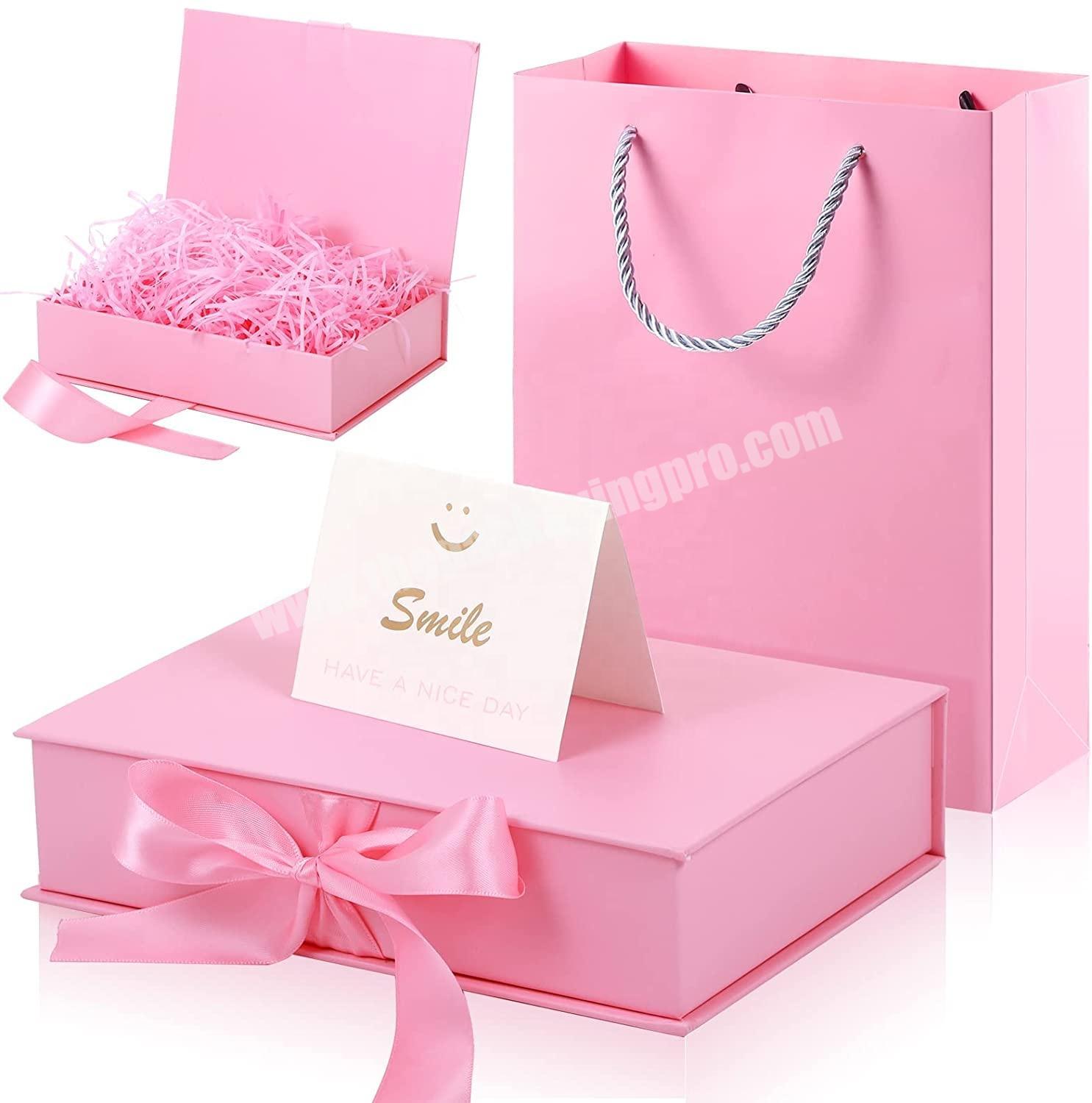 Cardboard Paper Gift Box Luxury Box With Changeable Ribbon And Magnetic Closure Folding Big Gift Boxes Set