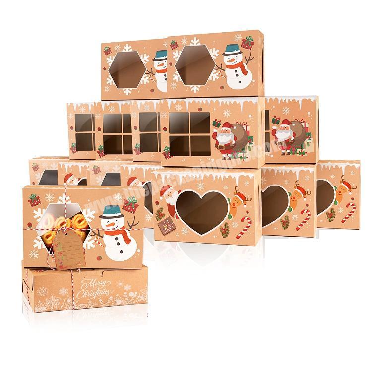 Christmas Window Cake Box Cookie Cake Brown Luxury Packaging Bakery Boxes
