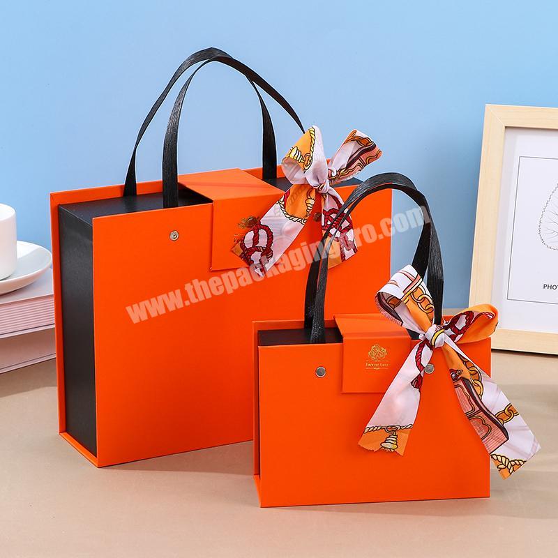 Cosmetic box design printing logo customization book shaped box paper bag with Paper wrist rope