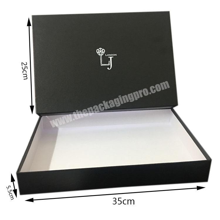Custom 13.8x10x2.1 Inch Brand Clothes Package Boxes Black Dress Box Packaging for Clothing