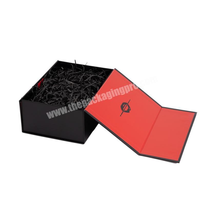 Custom Branding Rectangular Matte Black Magnetic Closure Paper Gift Box Packaging with lid