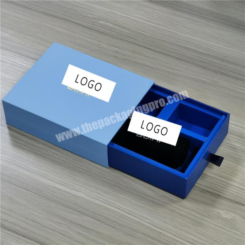 Custom Color Rectangular Rigid Packaging Blue Jewelry Accessories Small Gift Box For Necklace And Bracelet