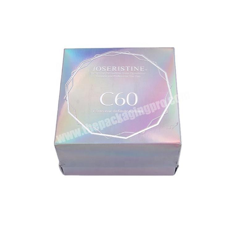 Custom Glitter Holograph Paper Cardboard Face Cream Makeup Packaging Jewelry Cosmetics Packaging Holographic Gift Box