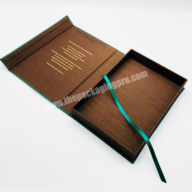 Custom Hot Stamped Leather Cover bind Fabric Inner Gift box with Magnetic Closure