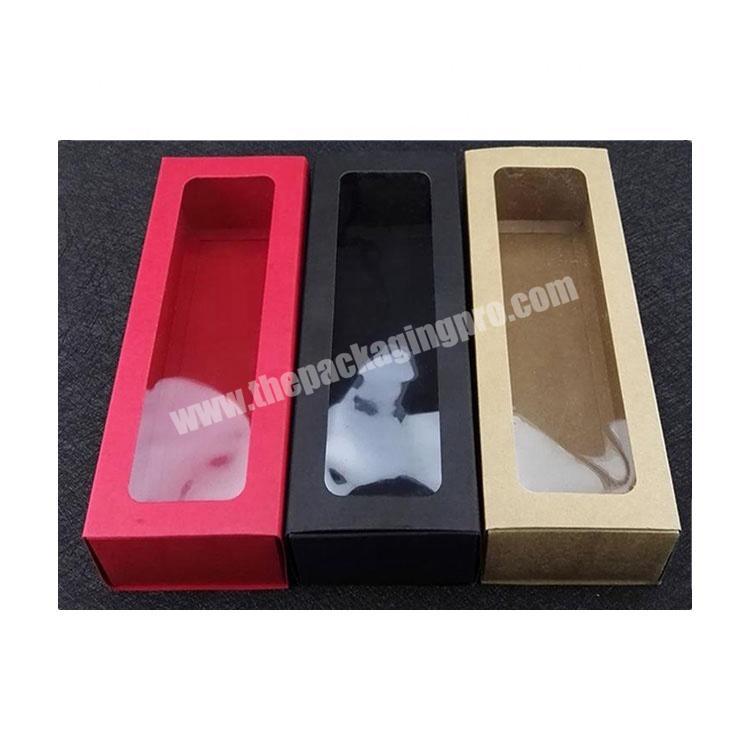 Custom Kraft Paper Sliding Drawer Box with Clear PVC Window Macaron Dessert Baking Packaging Box
