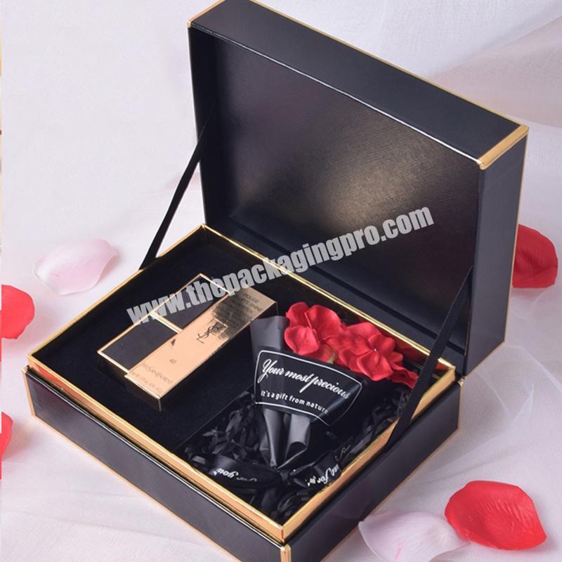 Custom Logo Free Design Black Perfume Packaging Gift Box Luxury Cosmetic Packaging Lipstick Boxes